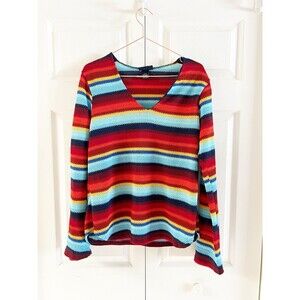 Venezia Jeans VTG Rainbow Stripe Women’s Plus Stripe Sweater Plus Size 22/24 USA